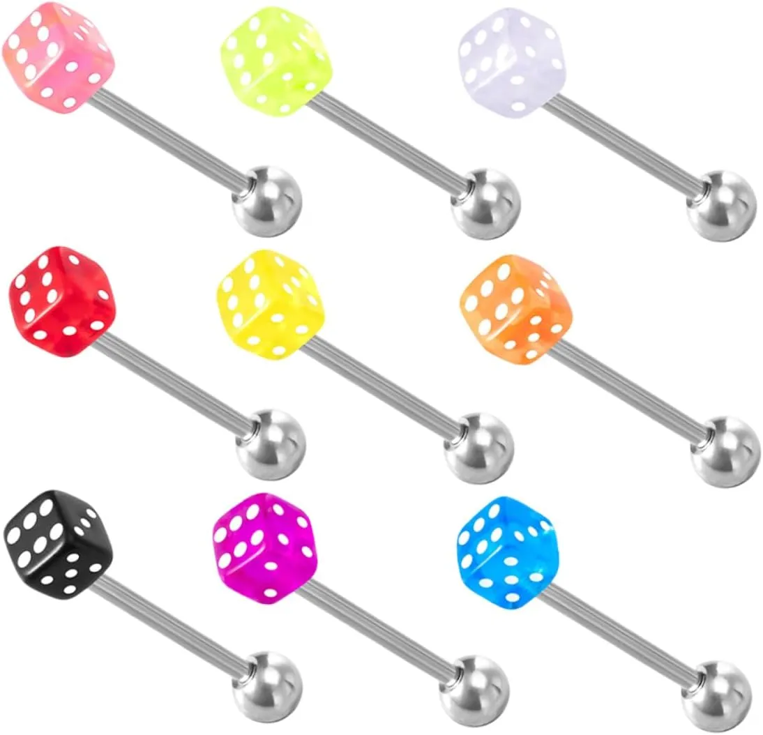 BESPORTBLE Acrylic Tongue Rings 9pcs Set Tragus Piercing Jewelry Fashion Modeling Tongue Nails Elegant Style
