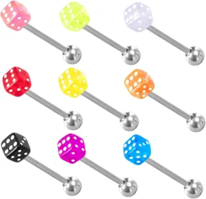 BESPORTBLE Acrylic Tongue Rings 9pcs Set Tragus Piercing Jewelry Fashion Modeling Tongue Nails Elegant Style