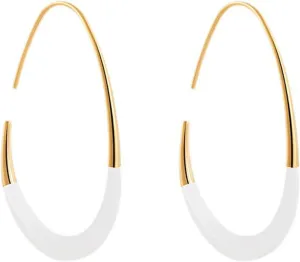 Bi&Yamigeo Teardrop Open Hoop Earrings for Women Gold Plated Enamel Coating Oval Pull Through Tear Water Drop Dangle Earring