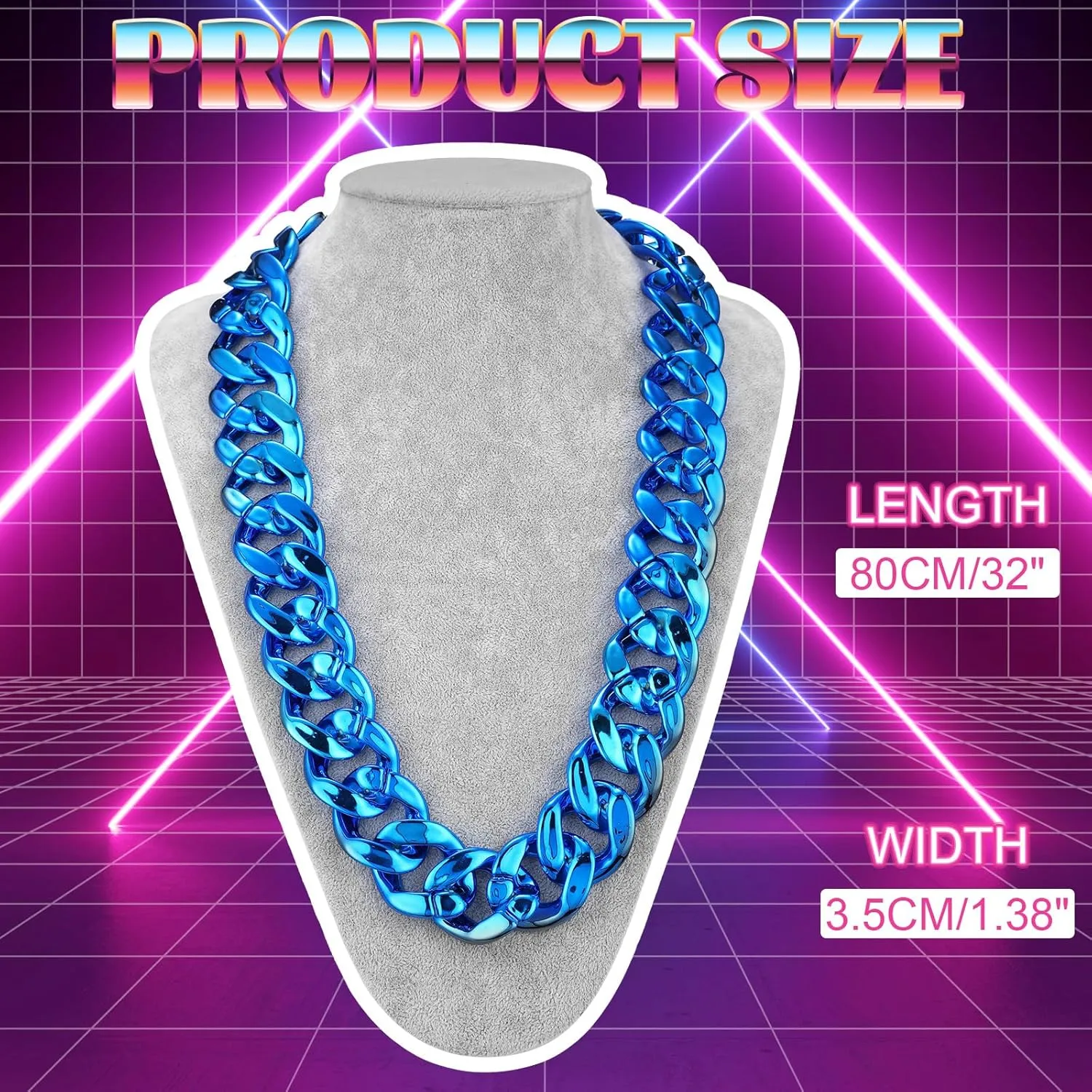 Big Chain Necklace Detachable Hip Hop Rapper Fake Chain Plastic Necklace 80s 90s Costume