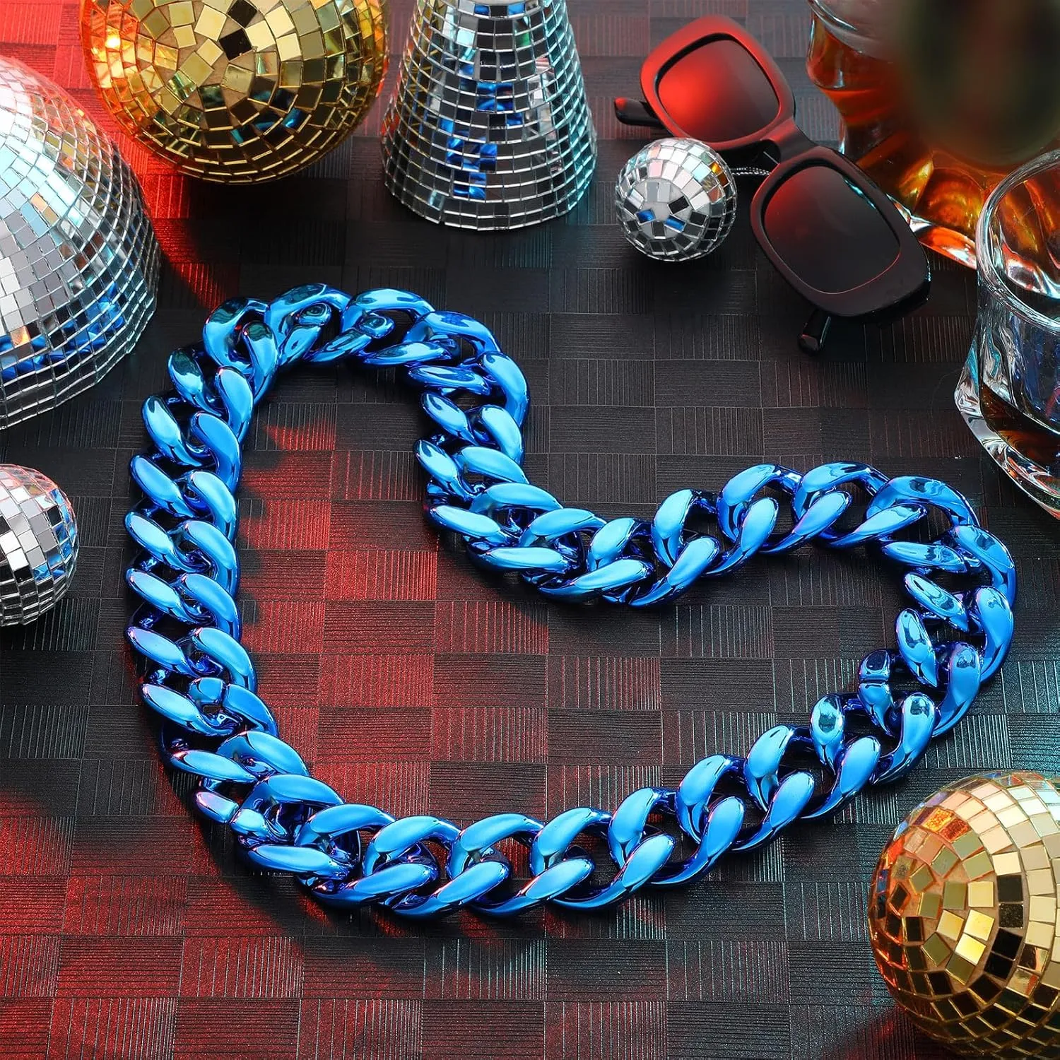 Big Chain Necklace Detachable Hip Hop Rapper Fake Chain Plastic Necklace 80s 90s Costume