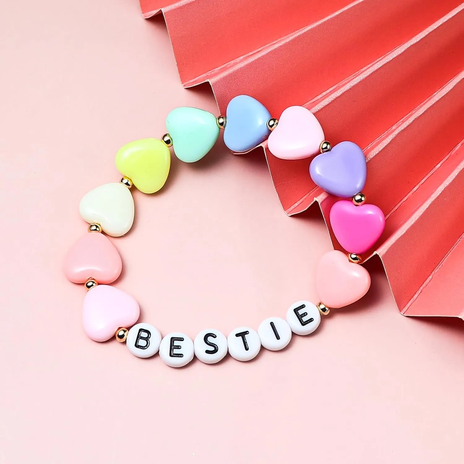 Big Sister Bracelet Colorful Little Sister Bracelet Heart Rainbow Bestie Letter Beads Bangles for Women Y2K Jewelry Christmas Halloween New Year's Gifts
