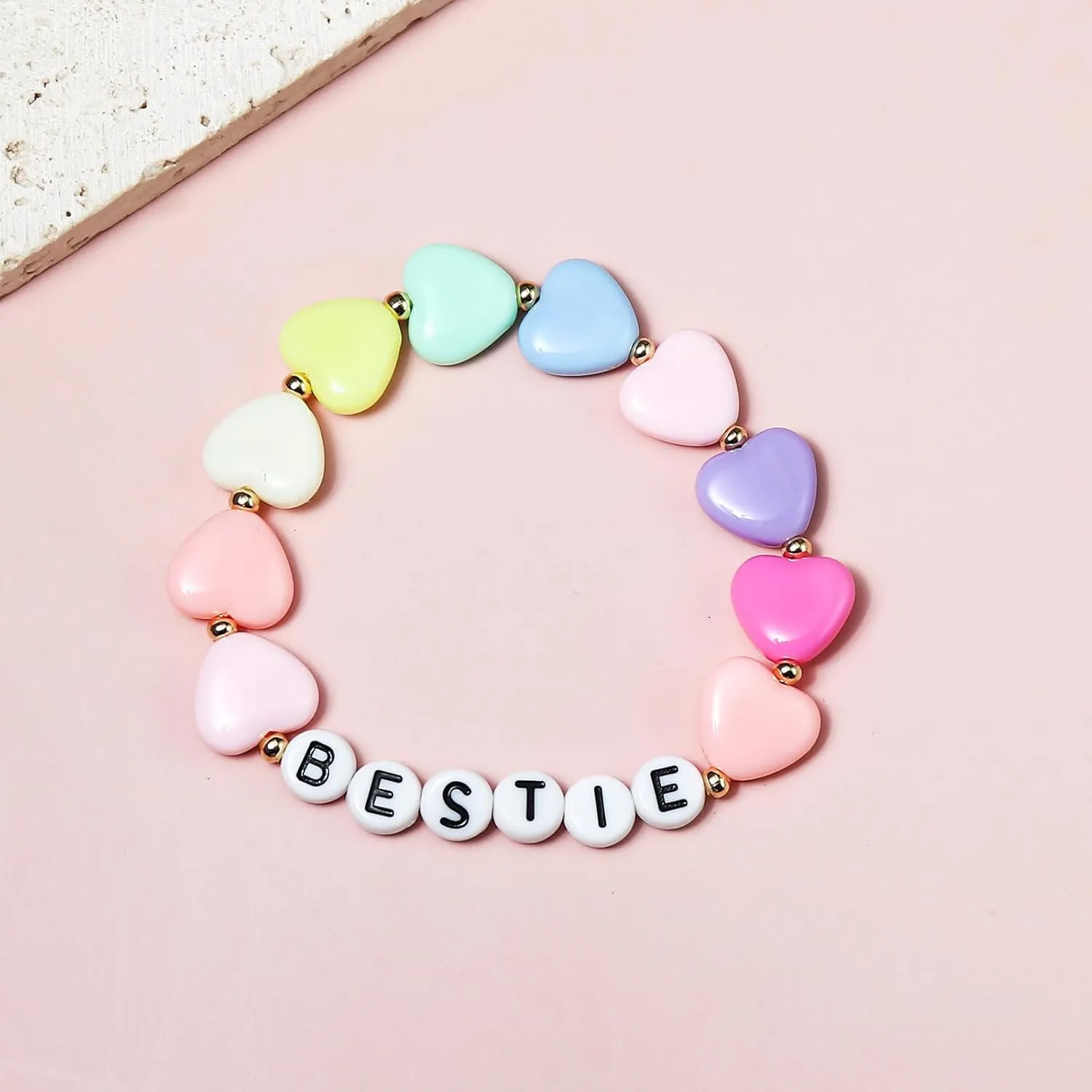 Big Sister Bracelet Colorful Little Sister Bracelet Heart Rainbow Bestie Letter Beads Bangles for Women Y2K Jewelry Christmas Halloween New Year's Gifts