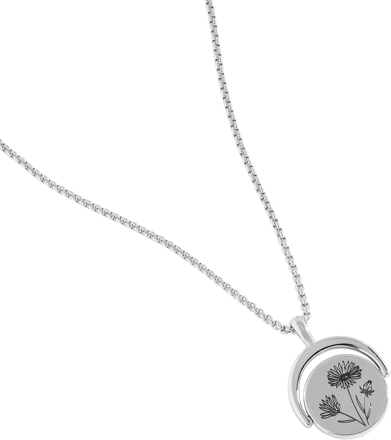 Birthstone and Flower Flip Charm Adjustable Necklace