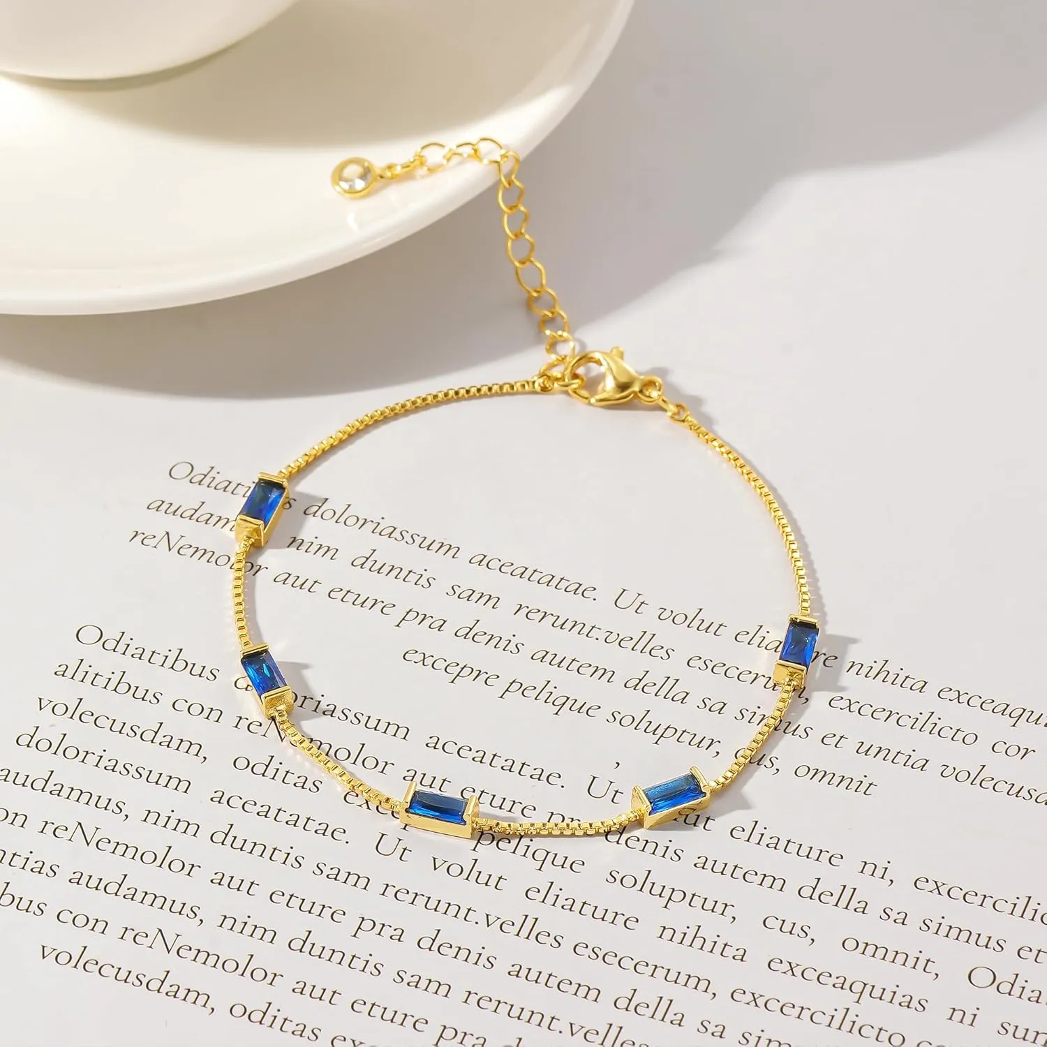 Birthstone Gold Bracelets for Women, Dainty Trendy 14K Gold Plated Link Bracelet Non Tarnish Simple Birthstone Bracelet Jewelry for Mom Wife Best Friends