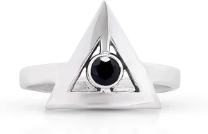 Black Onyx Triangle 925 Sterling Silver Ring - Delicate BOHO Chic Jewelry - Fashionable and Stylish for Women with Velvet Gift Bag/Box - Made by Indian Artisans - Size 6-9