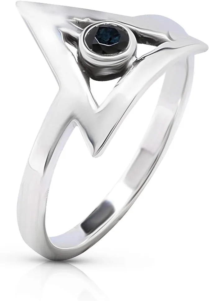 Black Onyx Triangle 925 Sterling Silver Ring - Delicate BOHO Chic Jewelry - Fashionable and Stylish for Women with Velvet Gift Bag/Box - Made by Indian Artisans - Size 6-9