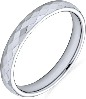 Bling Jewelry Unisex Couples Multi Faceted Prism Cut Titanium Wedding Band Rings For Men For Women Silver Tone Comfort Fit Medium Width 3 5 6 8MM