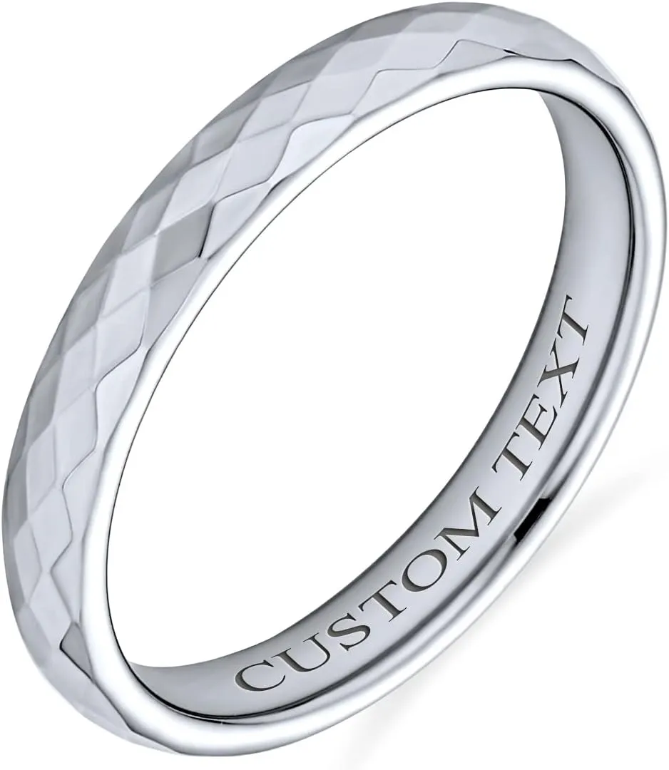 Bling Jewelry Unisex Couples Multi Faceted Prism Cut Titanium Wedding Band Rings For Men For Women Silver Tone Comfort Fit Medium Width 3 5 6 8MM