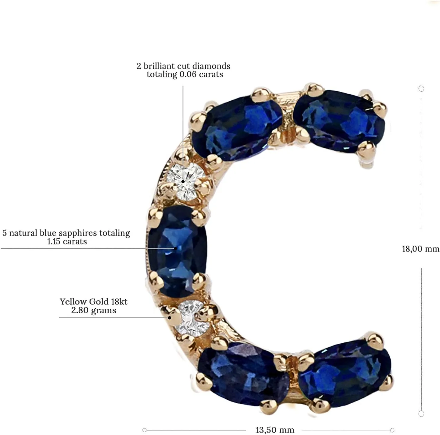 Blue Sapphire Initial Necklace With Diamonds & 18K Gold Chain | Irresistible Letter Pendants Jewelry | Perfect Valentines Day, Anniversary & Birthday Gift