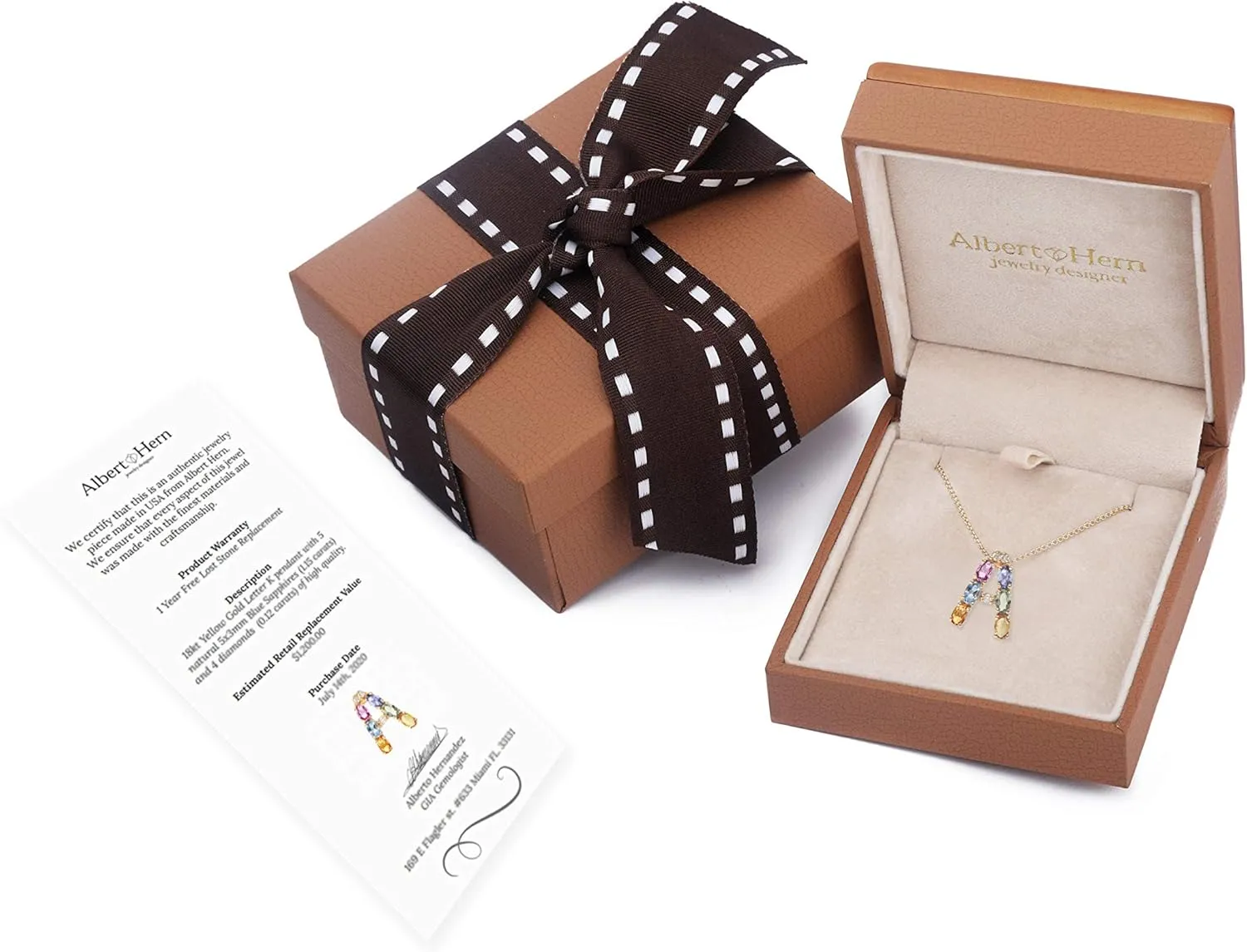 Blue Sapphire Initial Necklace With Diamonds & 18K Gold Chain | Irresistible Letter Pendants Jewelry | Perfect Valentines Day, Anniversary & Birthday Gift