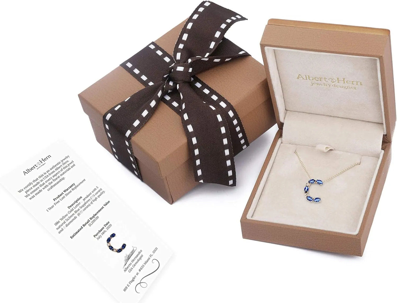 Blue Sapphire Initial Necklace With Diamonds & 18K Gold Chain | Irresistible Letter Pendants Jewelry | Perfect Valentines Day, Anniversary & Birthday Gift