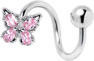 Body Candy Womens 14G 316L Stainless Steel Epic Butterfly Color Mens Spiral Twister Belly Button Ring Navel Ring