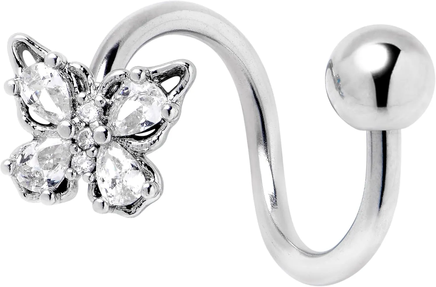 Body Candy Womens 14G 316L Stainless Steel Epic Butterfly Color Mens Spiral Twister Belly Button Ring Navel Ring