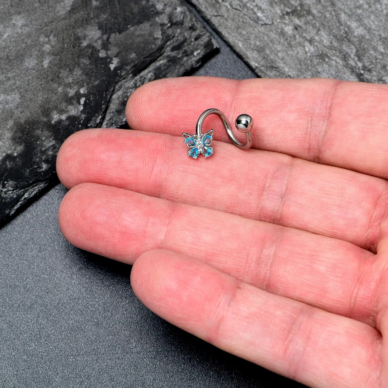 Body Candy Womens 14G 316L Stainless Steel Epic Butterfly Color Mens Spiral Twister Belly Button Ring Navel Ring