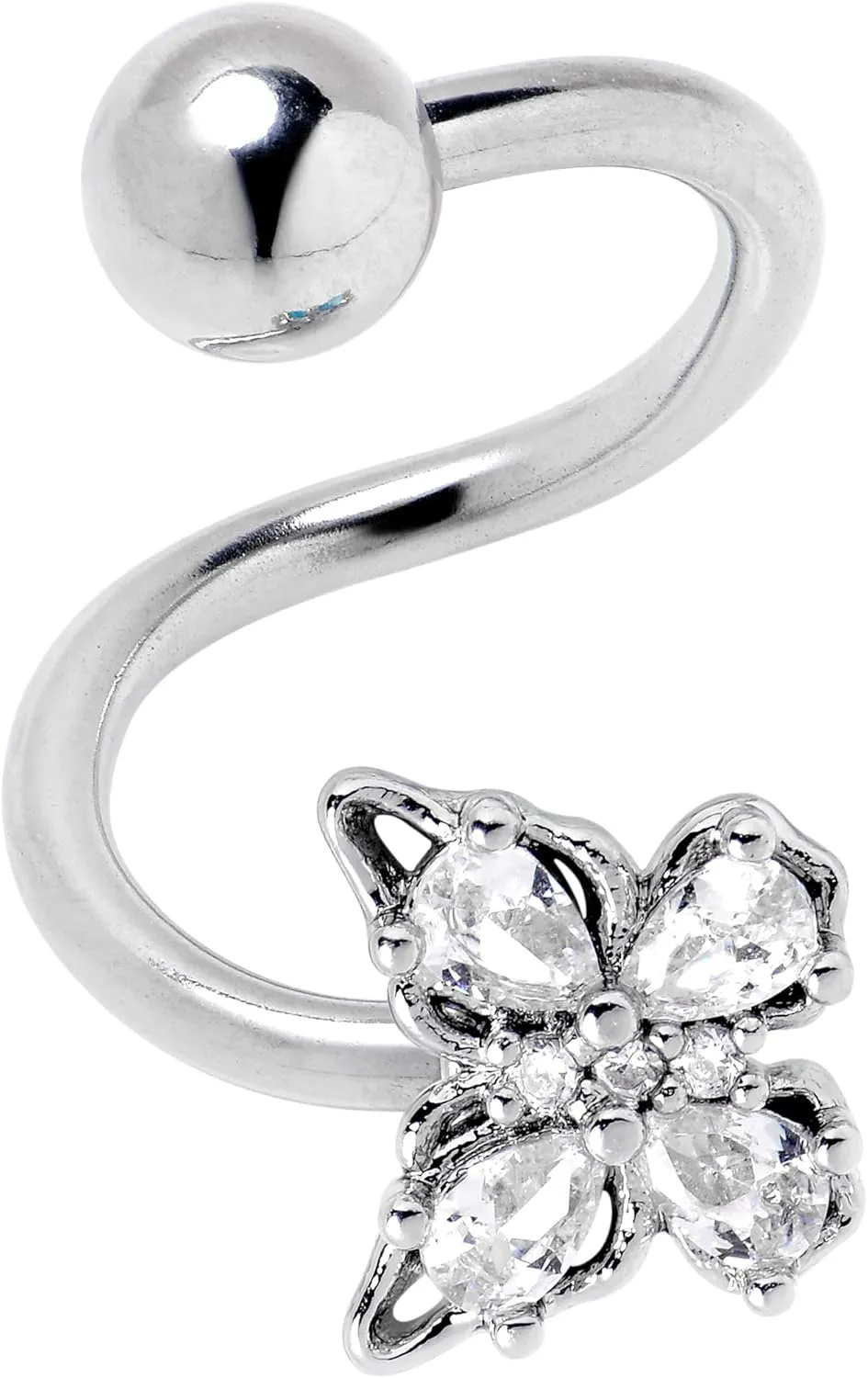 Body Candy Womens 14G 316L Stainless Steel Epic Butterfly Color Mens Spiral Twister Belly Button Ring Navel Ring