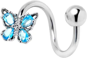 Body Candy Womens 14G 316L Stainless Steel Epic Butterfly Color Mens Spiral Twister Belly Button Ring Navel Ring
