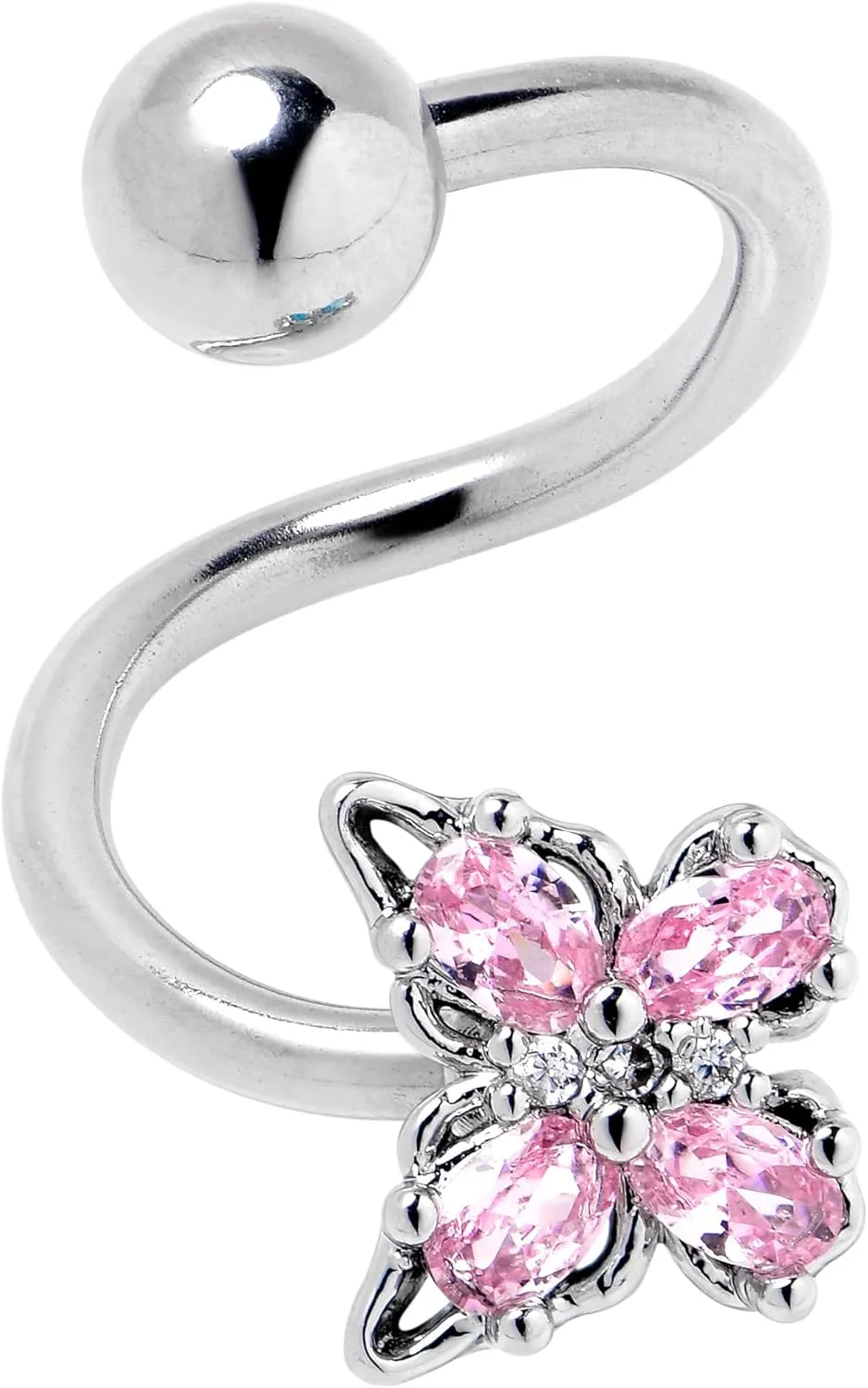 Body Candy Womens 14G 316L Stainless Steel Epic Butterfly Color Mens Spiral Twister Belly Button Ring Navel Ring