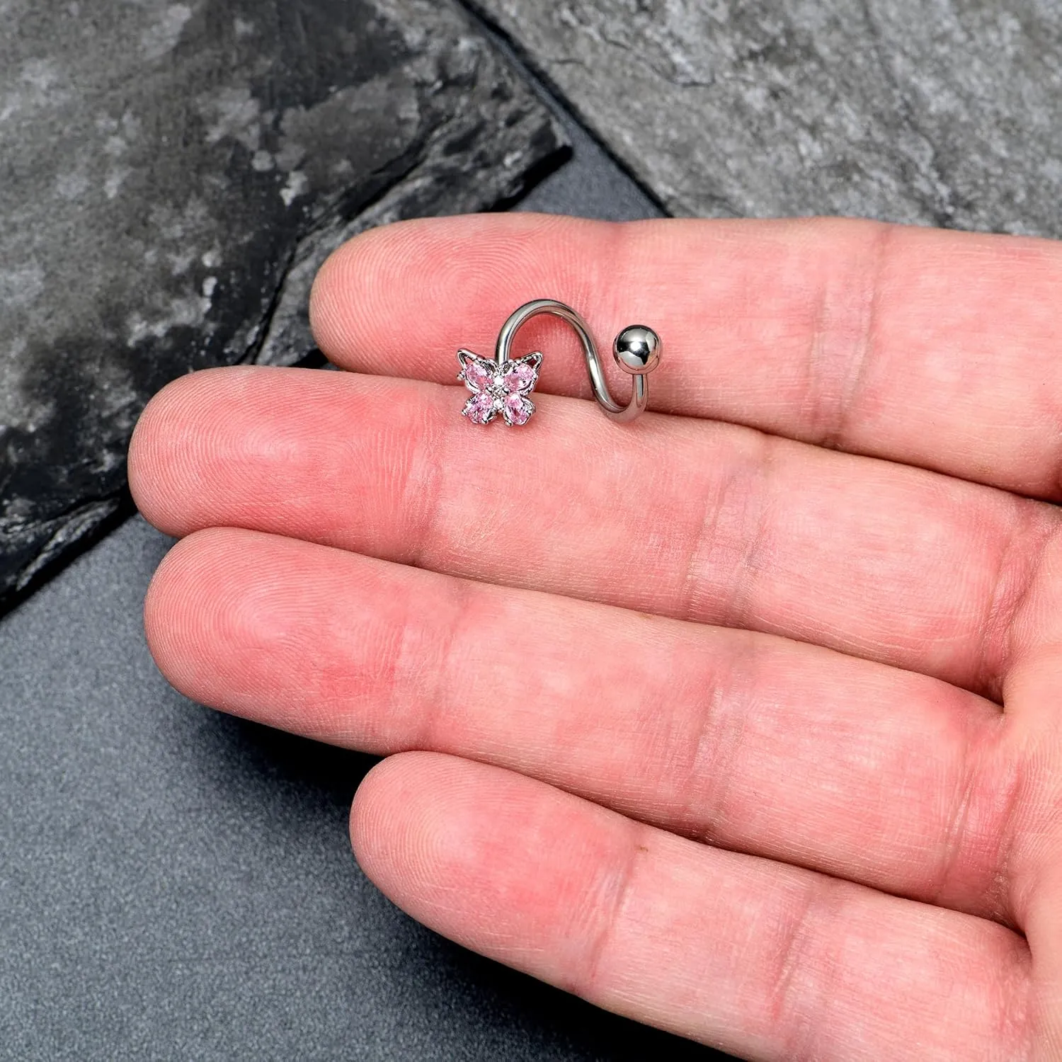 Body Candy Womens 14G 316L Stainless Steel Epic Butterfly Color Mens Spiral Twister Belly Button Ring Navel Ring