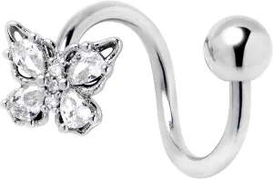 Body Candy Womens 14G 316L Stainless Steel Epic Butterfly Color Mens Spiral Twister Belly Button Ring Navel Ring