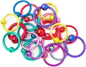 BodyJewelryOnline Micro Captive Bead Rings Pack of 10, 14 Gauge/16 Gauge Mixed Pack, Multiple Usage [Lip/Ear/Nose/Tragus/More], Vibrant Colors, Anodized Titanium, Surgical Steel