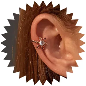 Boho Cz Snowflake Ear Cuff Earrings Crystal Snowflake Cuff Wrap Earrings Gold Snowflake Cartilage Cuff Earrings Rhinestone Snowflake Earrings Snowflake Crawler Cuff Earrings No Piercing