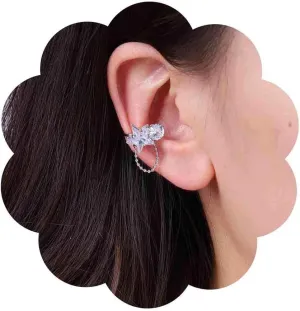Boho Cz Star Ear Cuff Earrings Crystal Star Cuff Wrap Earrings Silver Star Cartilage Cuff Earrings Rhinestone Star Crawler Cuff Earrings No Piercing Earrings Jewelry for Women(Left)