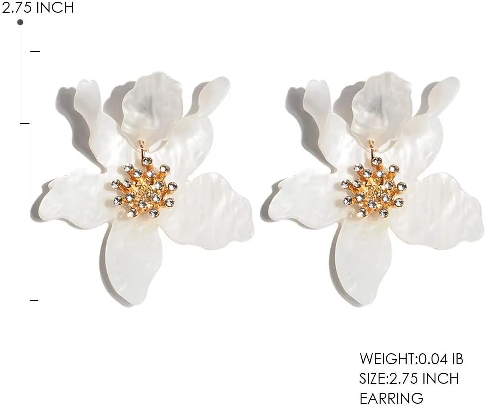 Boho Stud Earrings for Women - Chic Flower Statement Earrings with Gold Flower Bud, Great for Sister, Mom, Lover and Friends