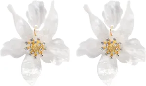 Boho Stud Earrings for Women - Chic Flower Statement Earrings with Gold Flower Bud, Great for Sister, Mom, Lover and Friends