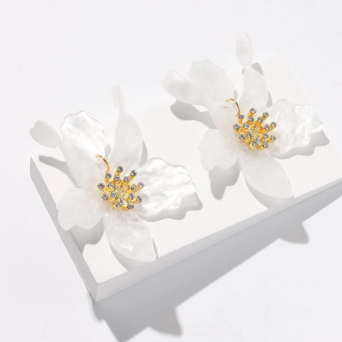 Boho Stud Earrings for Women - Chic Flower Statement Earrings with Gold Flower Bud, Great for Sister, Mom, Lover and Friends