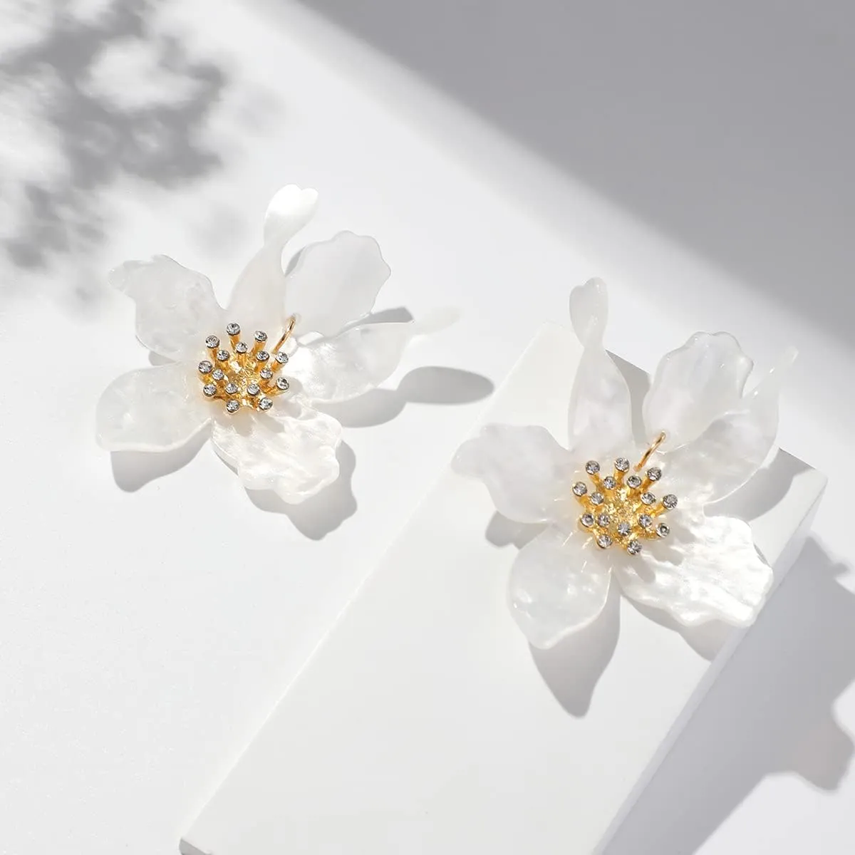 Boho Stud Earrings for Women - Chic Flower Statement Earrings with Gold Flower Bud, Great for Sister, Mom, Lover and Friends