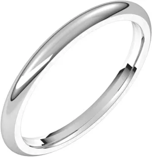 Bonyak Jewelry Platinum 2mm Half Round Comfort Fit Band Stylish, Size 4.5