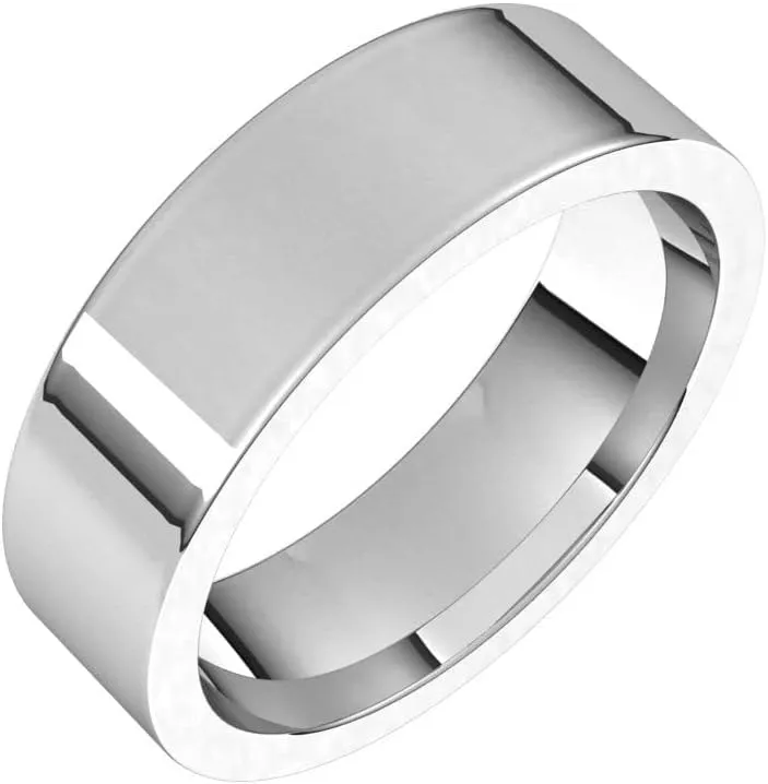 Bonyak Jewelry Platinum 6mm Flat Comfort Fit Band Stylish, Size 11