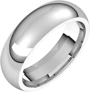 Bonyak Jewelry Platinum 6mm Half Round Comfort Fit Band Stylish, Size 8