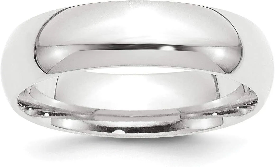 Bonyak Jewelry Platinum 6mm Lightweight Comfort-Fit Wedding Band Size 7 Striking
