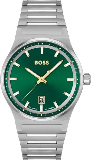 BOSS Men's Candor Stainless Steel Case and Link Bracelet Watch, Contemporary Design for Everyday Wear, Three-Hand Watch, Model (1514079)