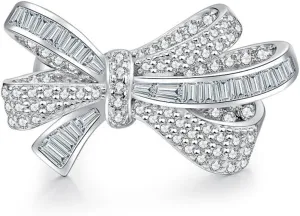 Bow Rings Infinity Wedding Bands Rings for Women Baguette and Round CZ Cubic Zirconia Paving Jewelry Ribbon Promise Ring Forever Love Knot Ring