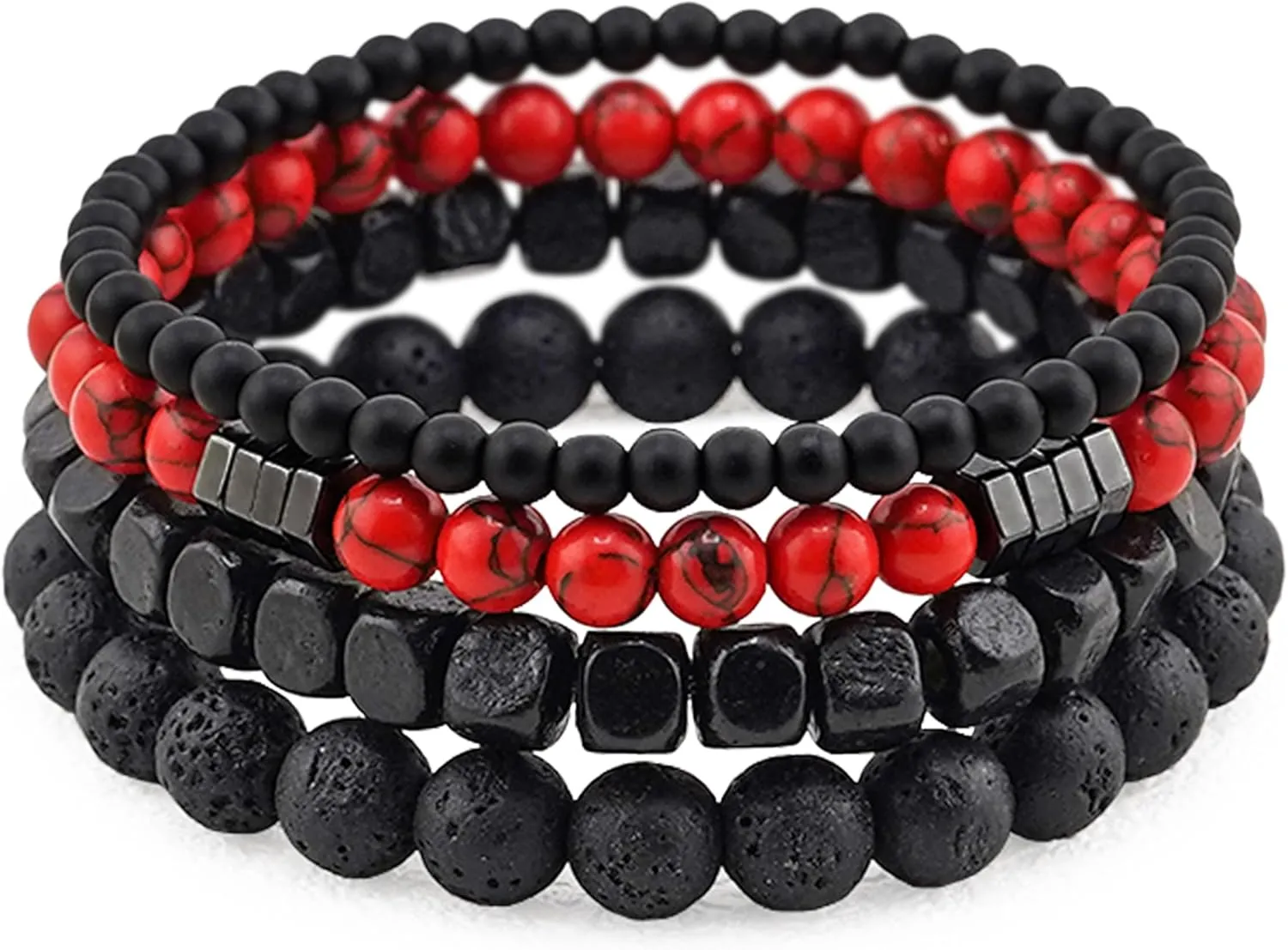 Bracelet 6mm Natural Stretch Adjustable Beaded Bracelets for Men