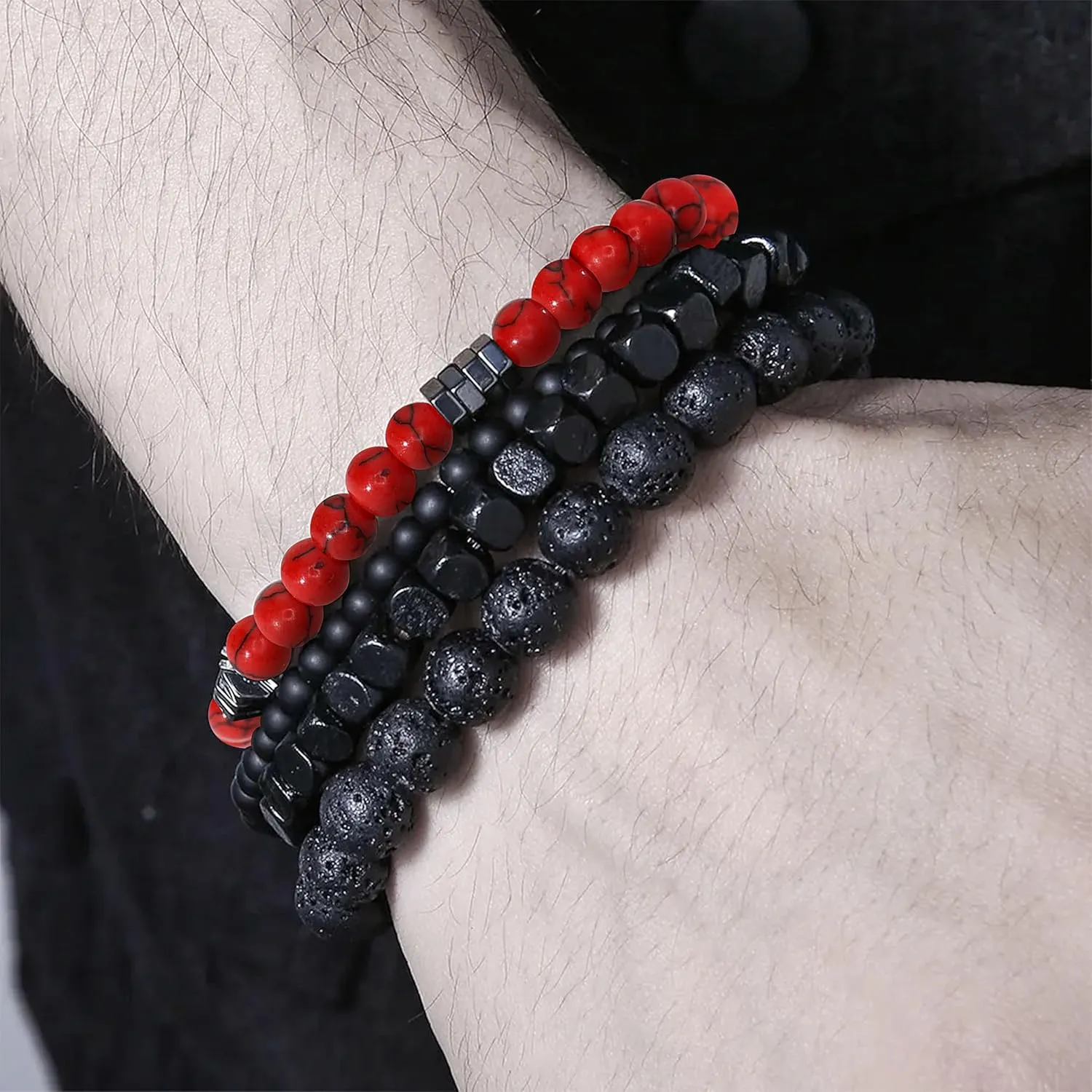 Bracelet 6mm Natural Stretch Adjustable Beaded Bracelets for Men