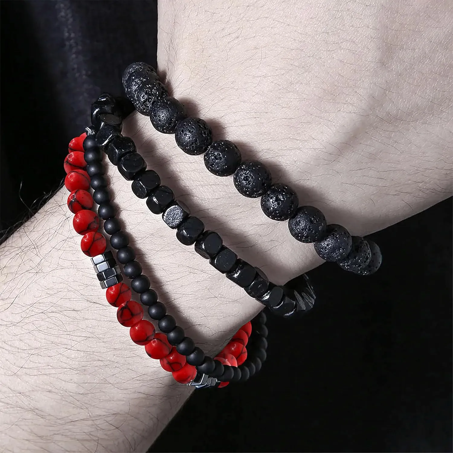 Bracelet 6mm Natural Stretch Adjustable Beaded Bracelets for Men