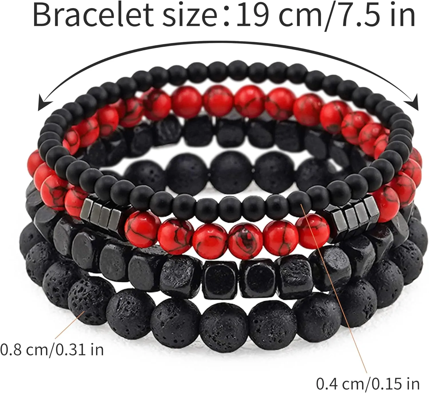 Bracelet 6mm Natural Stretch Adjustable Beaded Bracelets for Men