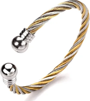 Bracelets Women Twisted Cable Cuff Bangle Designer Inspired with Stainless Steel Jewelry