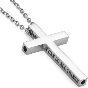 Breathlink Cross Breathing Necklace to Quit Smoking - Stainless Steel Quit Vaping Tools Anxiety Relief Necklace with Bible Verse Engraving, Breath Training Stop Smoking Aid for Men & Women