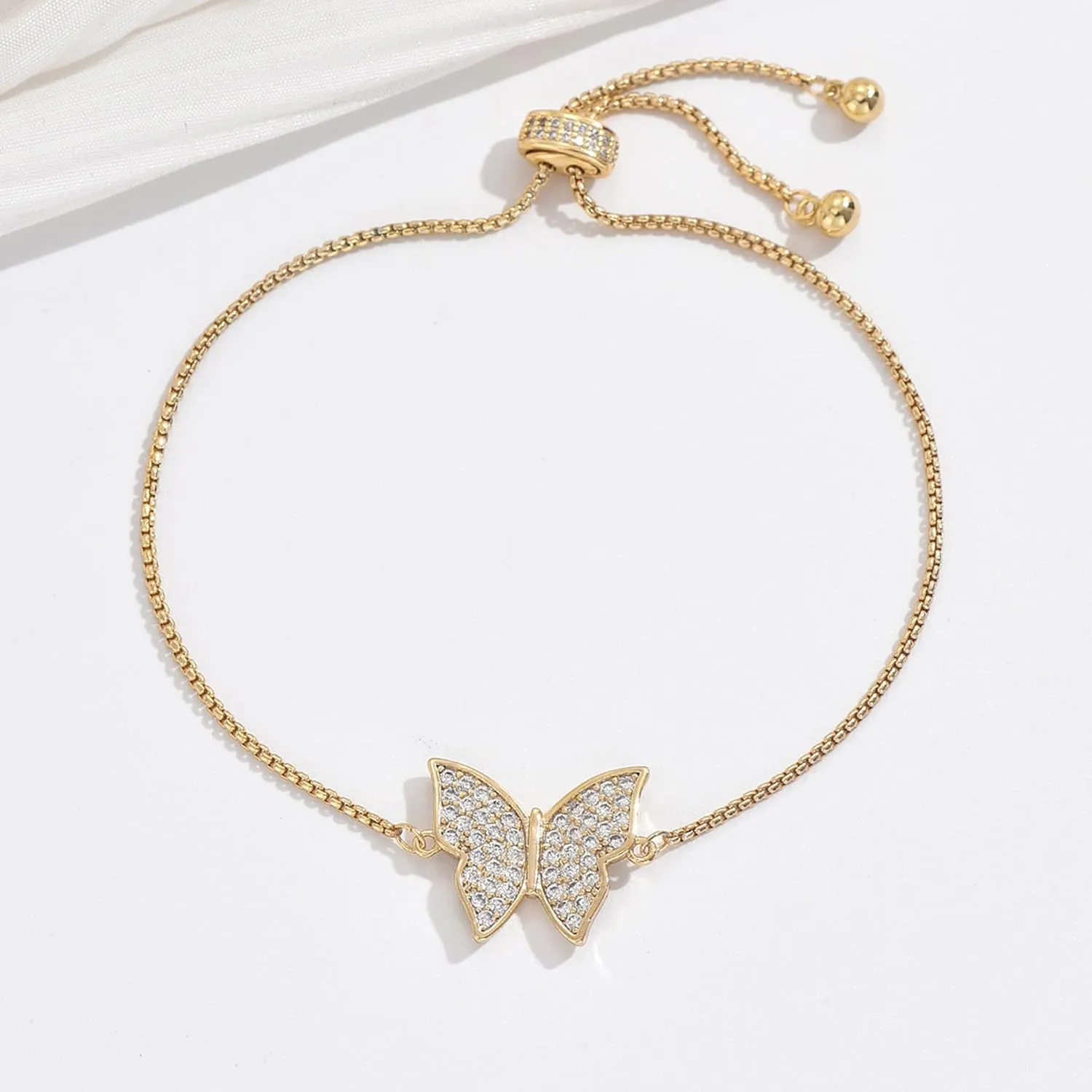 Butterfly Earring Necklace Bracelet Set - 14K Gold Plated Dainty Butterfly Jewelry Set with Cubic Zirconia, Birthday Bar Mitzvah Gifts for Women | Color: Gold/White Gold/Rose Gold