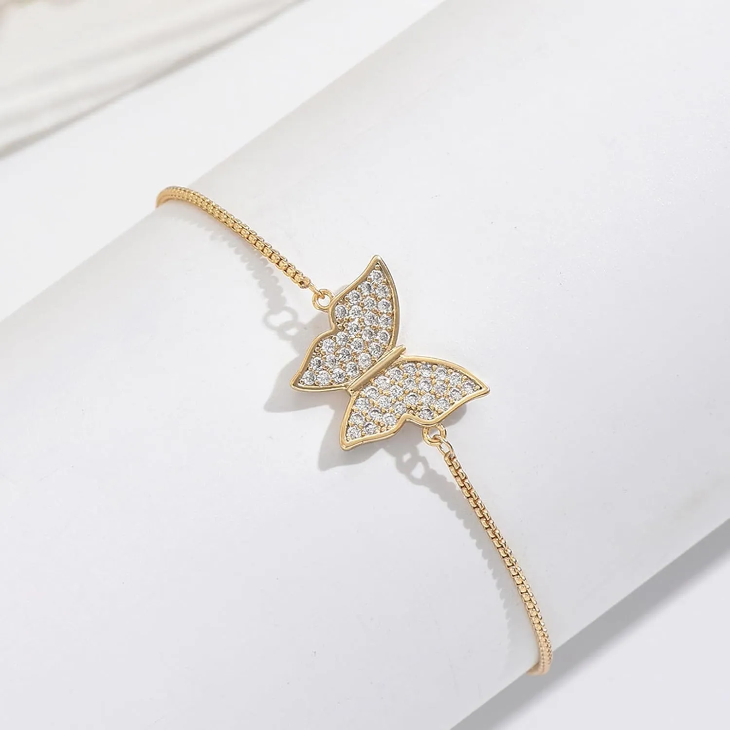 Butterfly Earring Necklace Bracelet Set - 14K Gold Plated Dainty Butterfly Jewelry Set with Cubic Zirconia, Birthday Bar Mitzvah Gifts for Women | Color: Gold/White Gold/Rose Gold