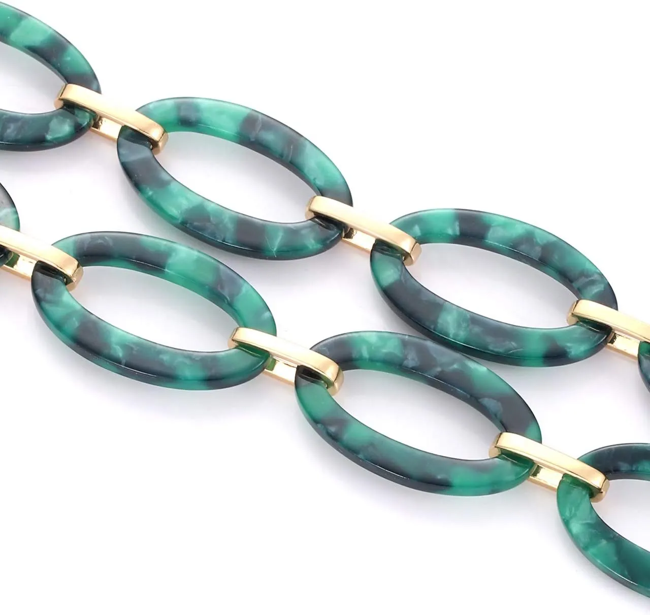 BVGA Long Necklaces for Women Acrylic Tortoise Link Necklace Leopard Print Metal Oval Resin Chain Link Acetate Collar Necklace