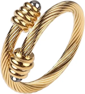 Cable Rings Vintage Twisted Open Ring for Women Adjustable Designer Fashion Brand Stainless Steel Jewelry with Gift Box