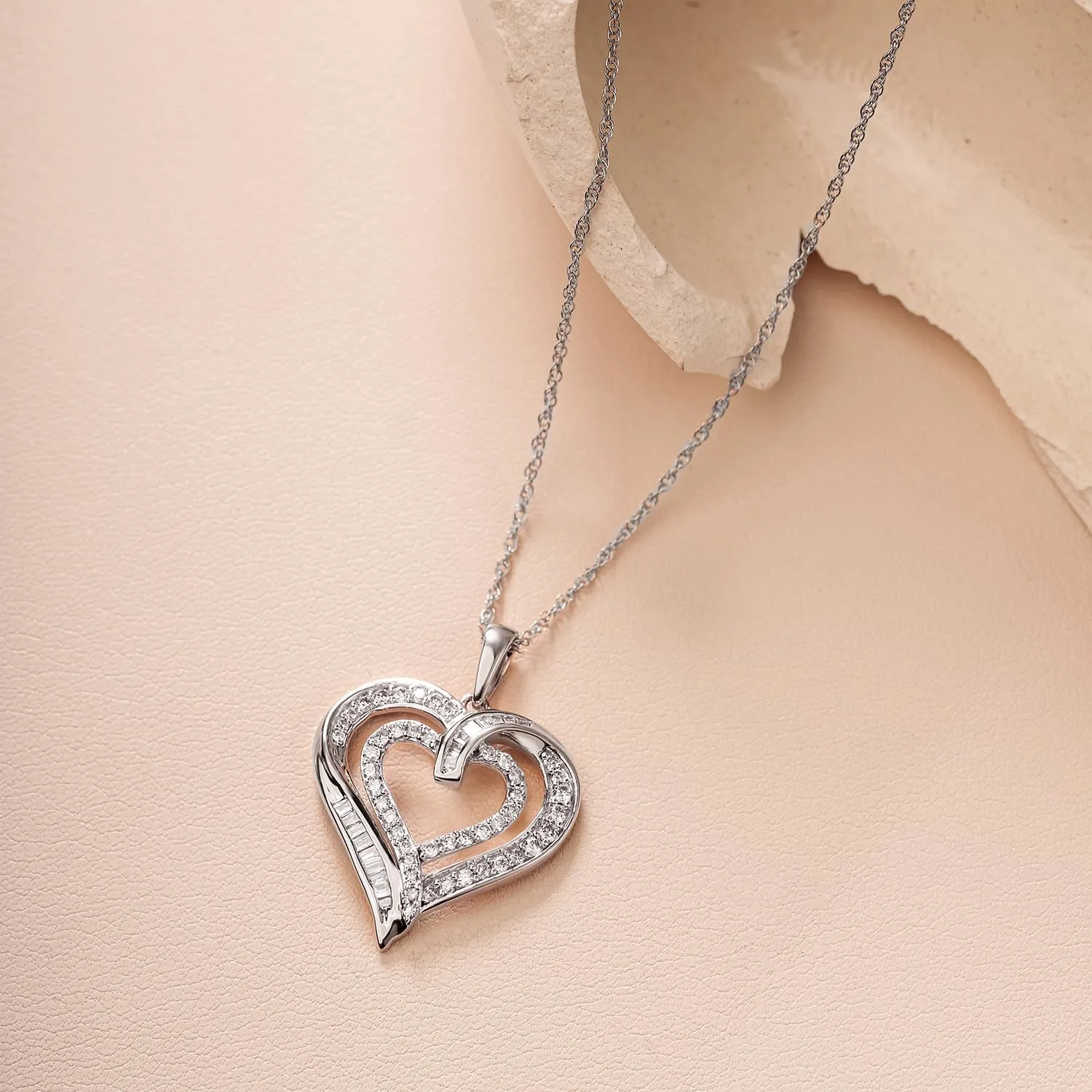 CALI TROVE luxurious Mothers Day Gift for Mom |1/2cttw Double Heart Necklaces for Women |10kt Gold & 14kt Gold Vermeil Plated Silver Pendants for Women|Necklace Gift for her |Fashion Jewelry for Women