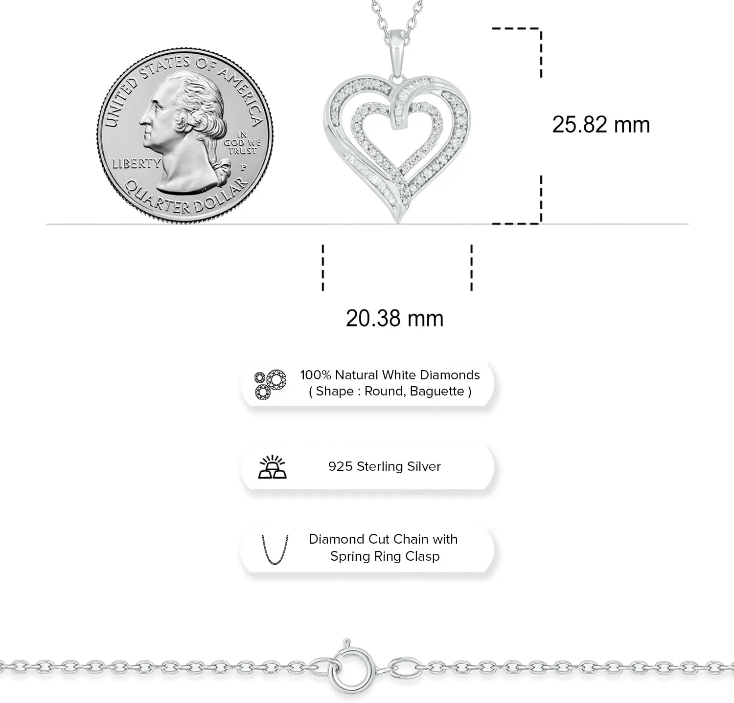 CALI TROVE luxurious Mothers Day Gift for Mom |1/2cttw Double Heart Necklaces for Women |10kt Gold & 14kt Gold Vermeil Plated Silver Pendants for Women|Necklace Gift for her |Fashion Jewelry for Women