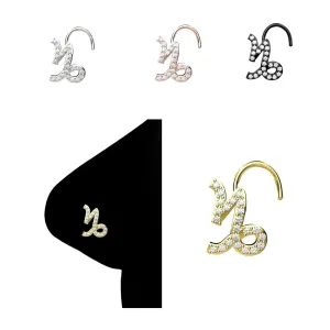 Capricorn Zodiac Sign Nose Stud 18G Body Piercing Jewelry 925 Sterling Silver Nose Stud